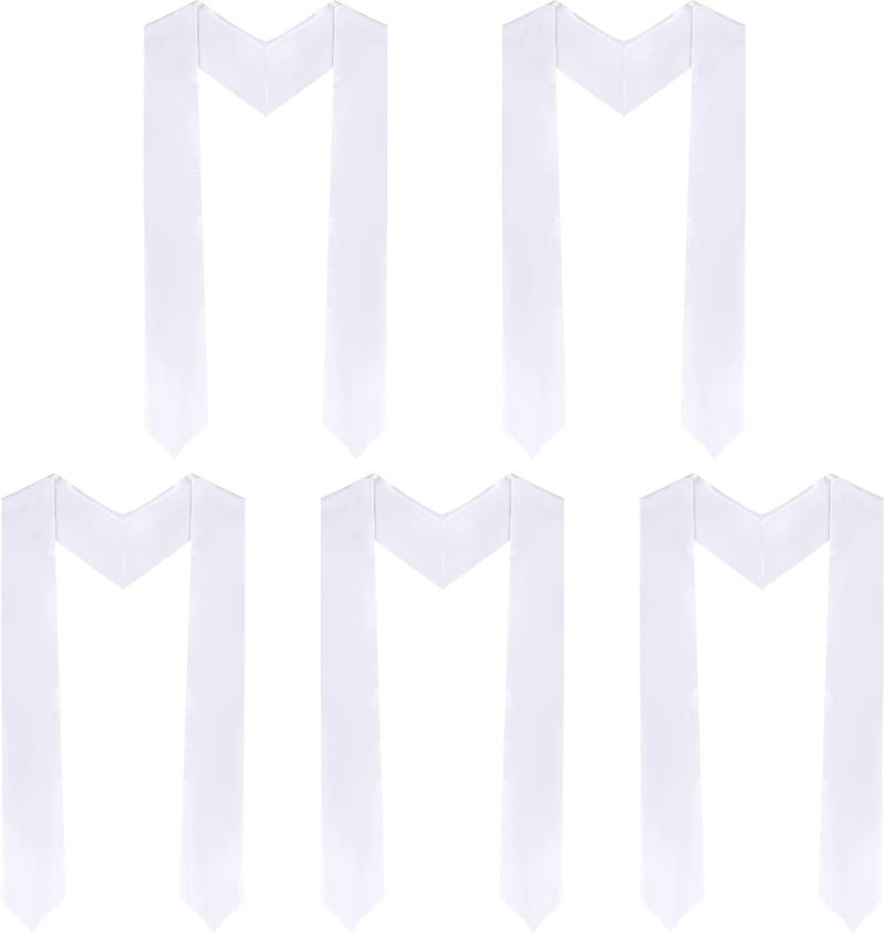 Tongcloud 5pcs 70 Inch Unisex Graduation Stole Sash Adult Graduation Stole Plain Graduation Honor Satin Stole for Men Women - Image 1
